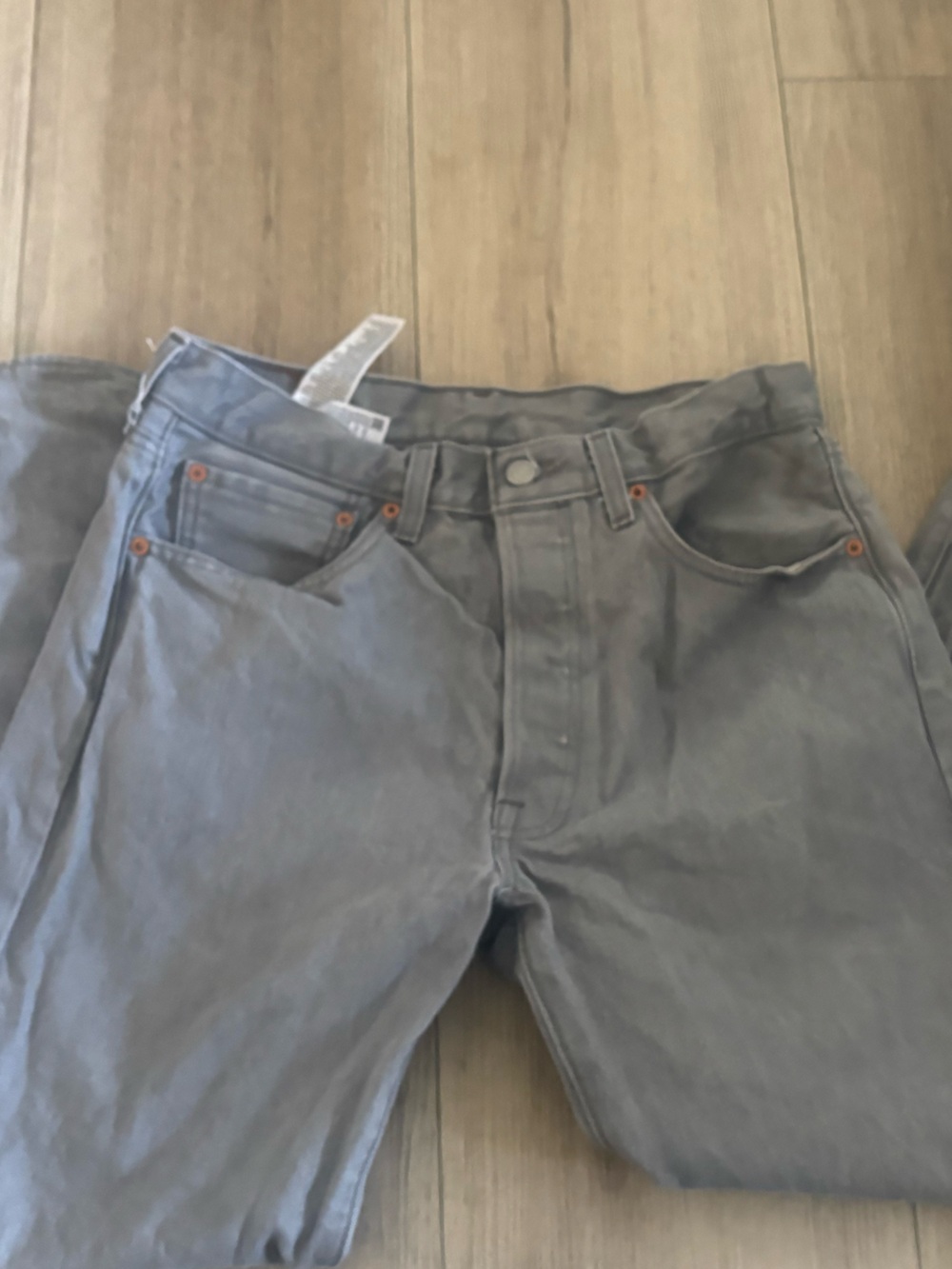 Gray High-Waist Straight Jeans